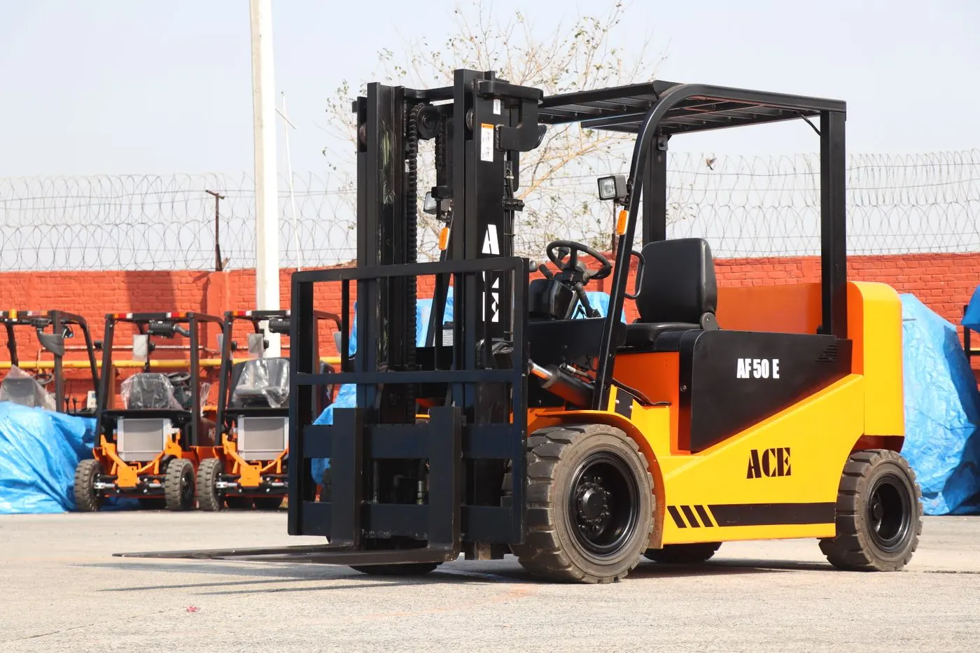 Forklift ready to load cargo