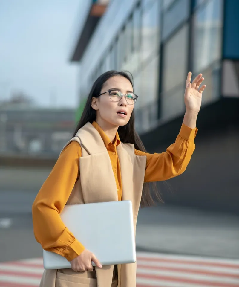 Customer waving on the road
