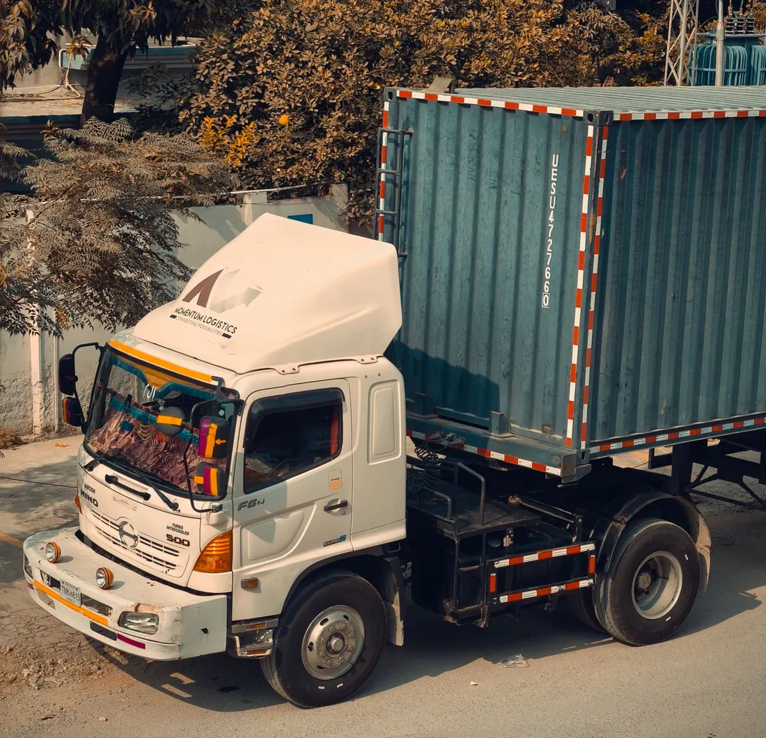Container truck ready for a port pickup
